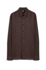 Camisa Linho Blend Xadrez Monza  Xangai Tabaco