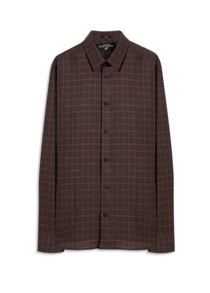 Camisa Linho Blend Xadrez Monza  Xangai Tabaco
