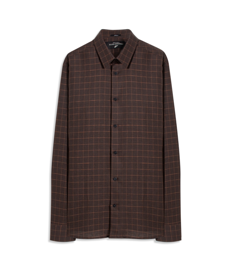 Camisa Linho Blend Xadrez Monza  Xangai Tabaco
