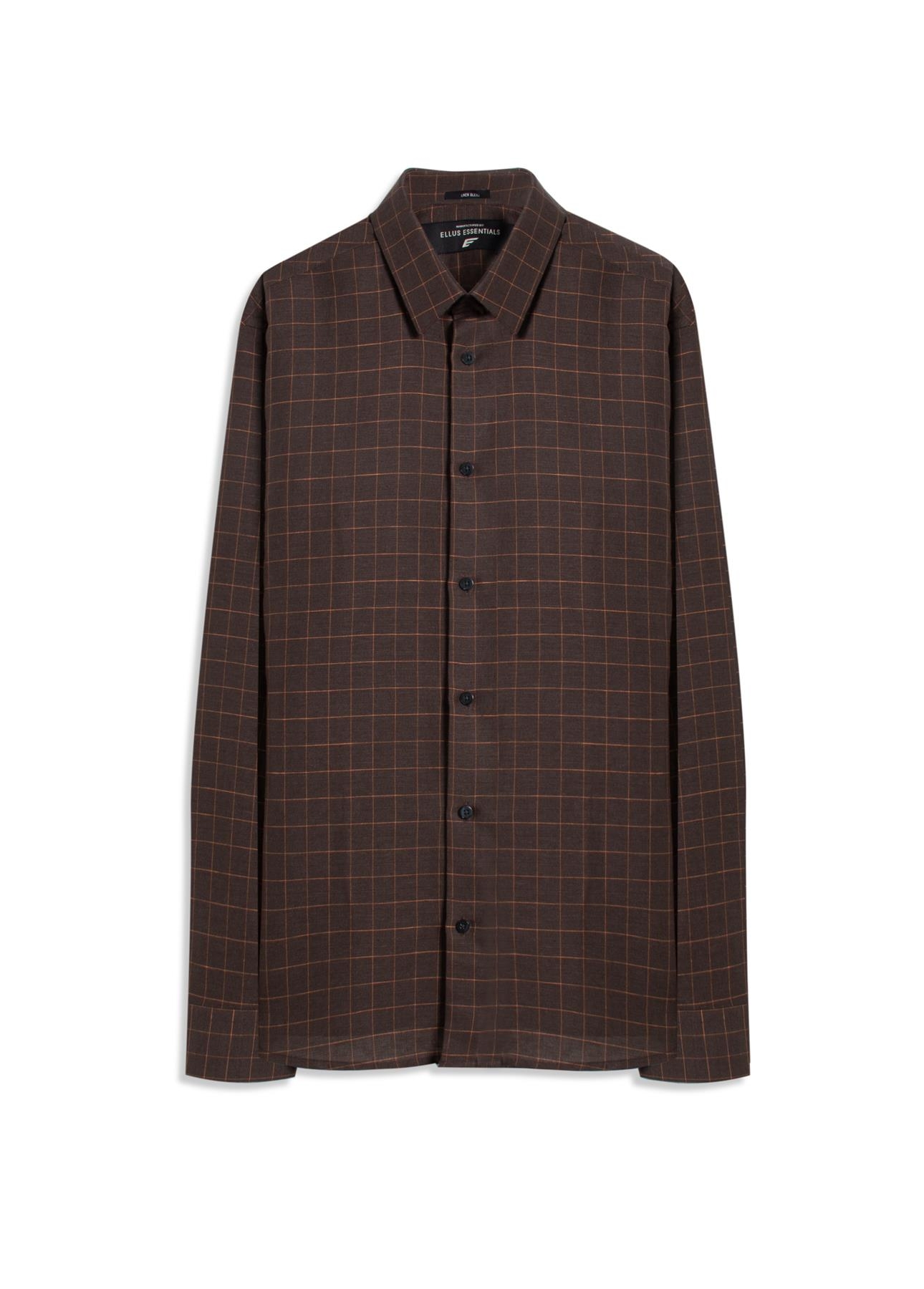 Camisa Linho Blend Xadrez Monza  Xangai Tabaco