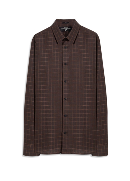 Camisa Linho Blend Xadrez Monza  Xangai Tabaco