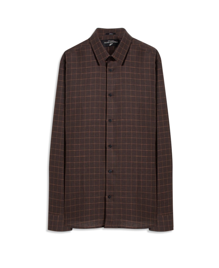 Camisa Linho Blend Xadrez Monza  Xangai Tabaco