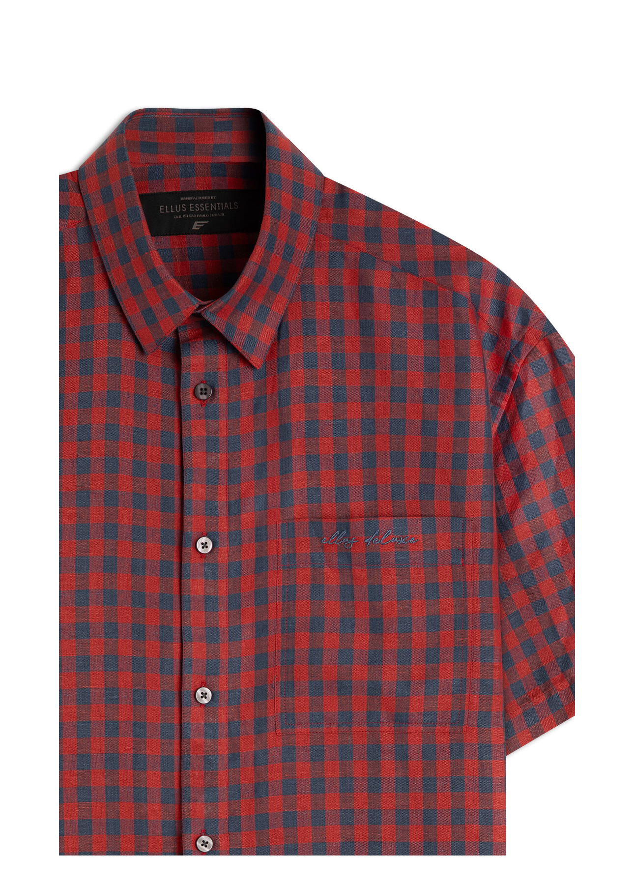 Camisa Linho Blend Xadrez Mottella  Xang Vermelho