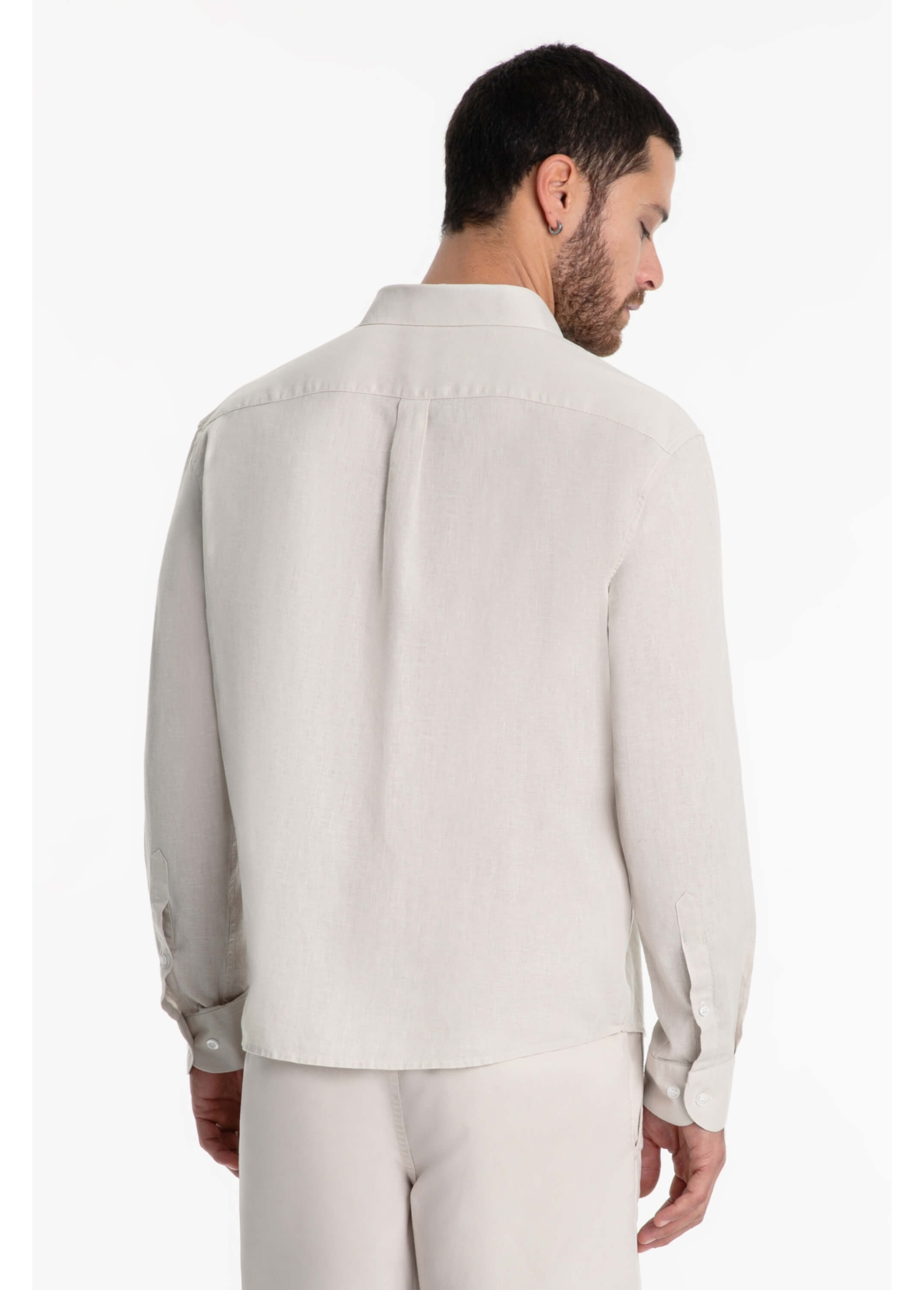 Camisa Linho Classic Anatomic Bege a Peça Pronta)