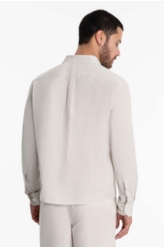 Camisa Linho Classic Anatomic Bege a Peça Pronta)