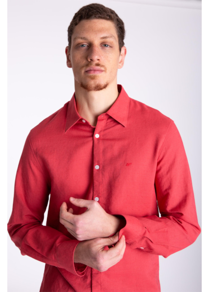 Camisa Linho Classic Anatomic Cereja Aia