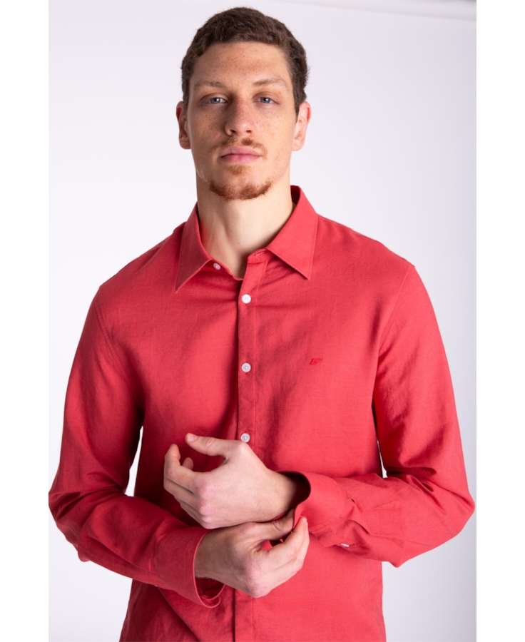 Camisa Linho Classic Anatomic Cereja Aia