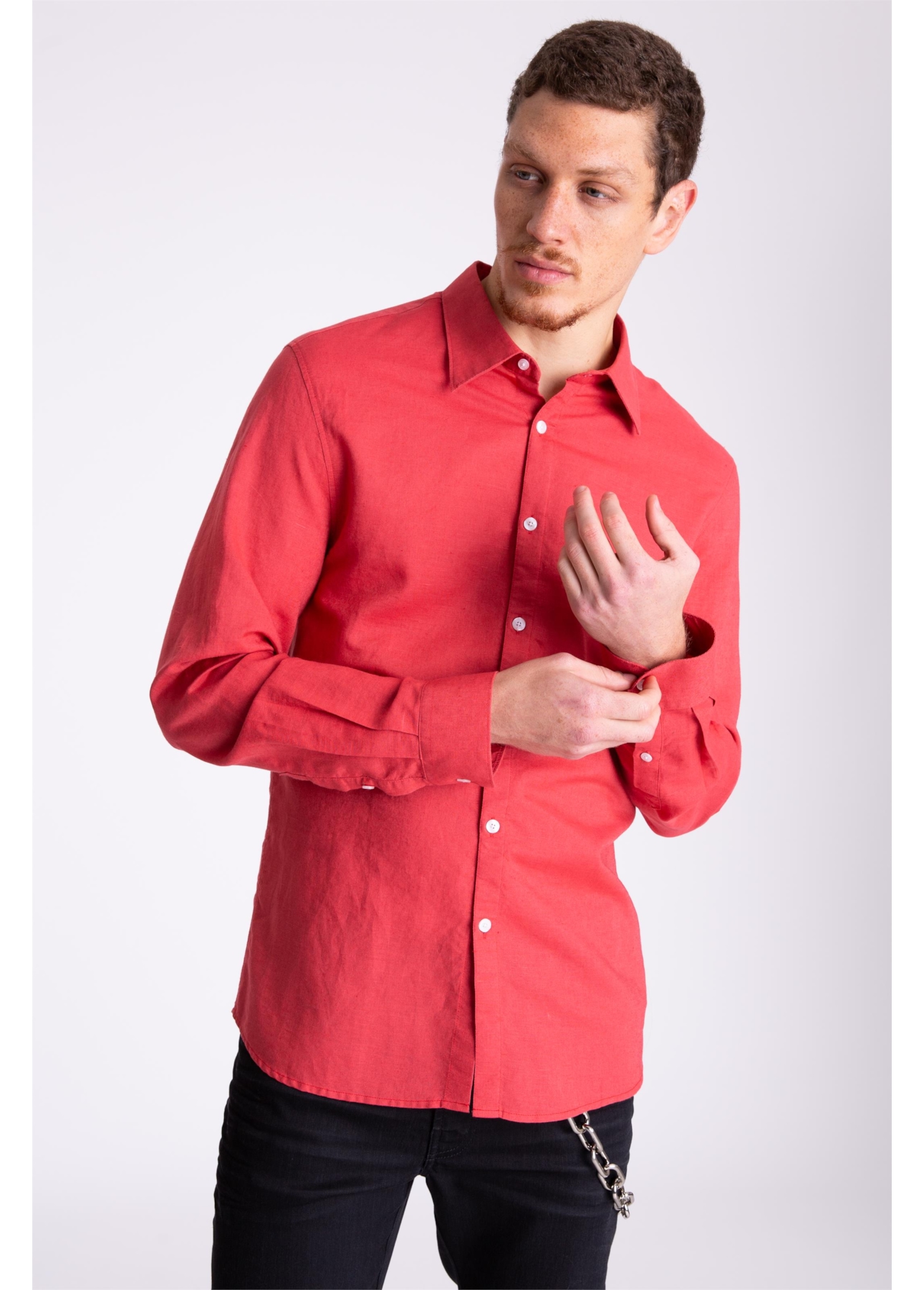 Camisa Linho Classic Anatomic Cereja Aia
