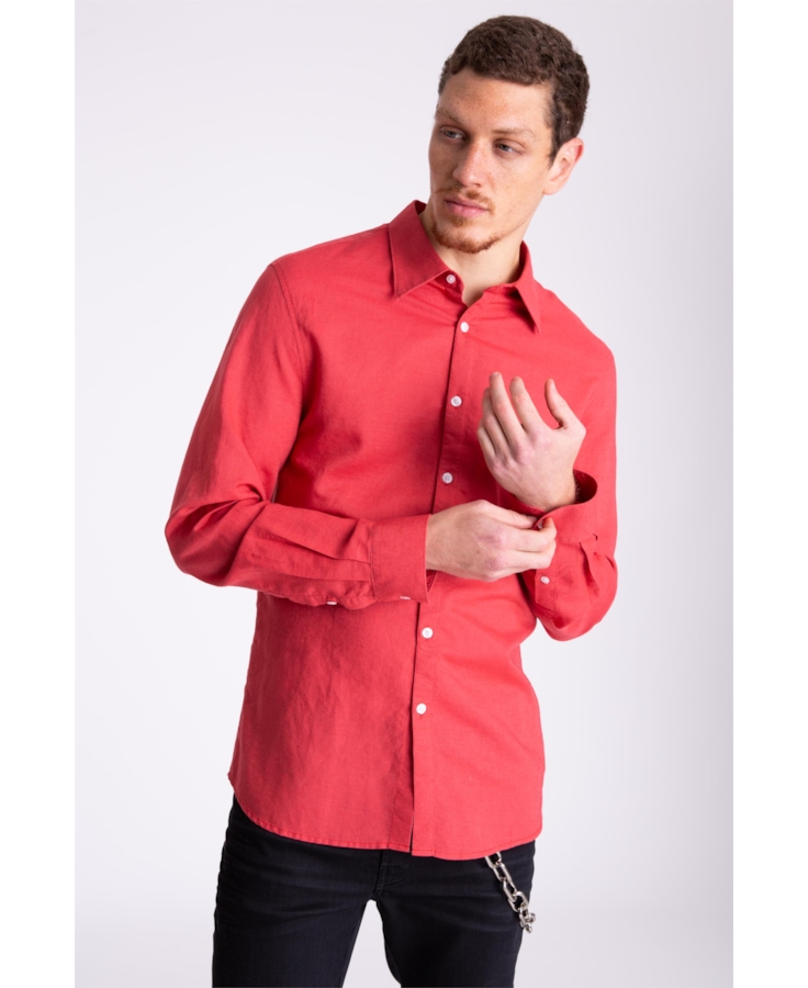 Camisa Linho Classic Anatomic Cereja Aia