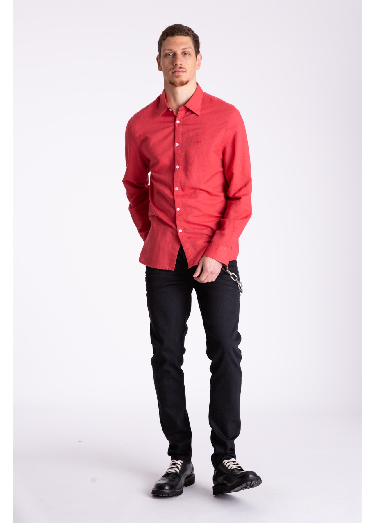 Camisa Linho Classic Anatomic Cereja Aia