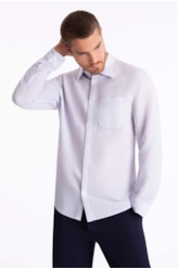 Camisa Linho Classic Anatomic Cinza Claro Pronta)