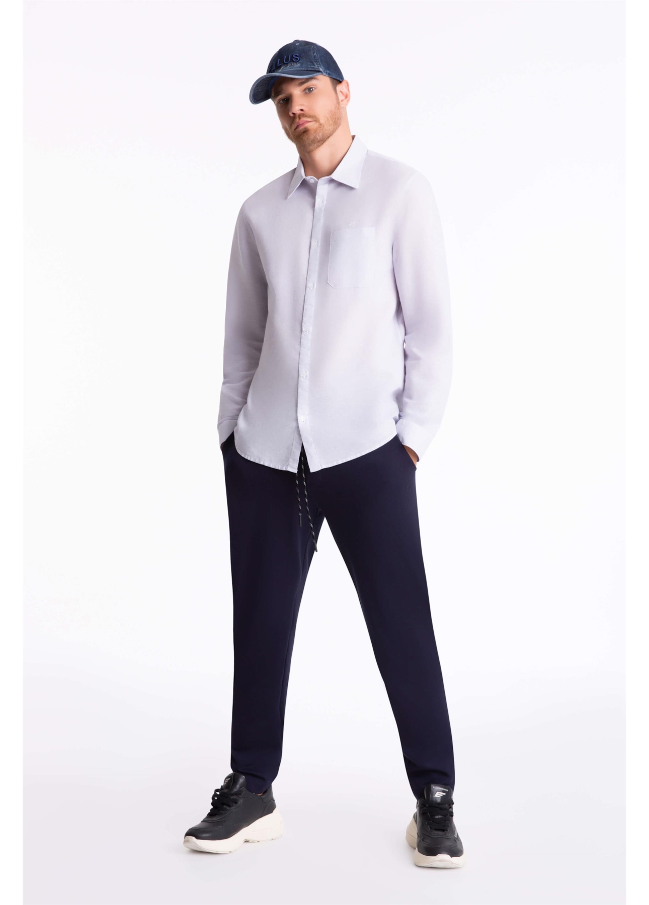 Camisa Linho Classic Anatomic Cinza Claro Pronta)