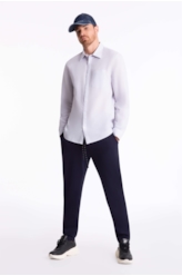 Camisa Linho Classic Anatomic Cinza Claro Pronta)