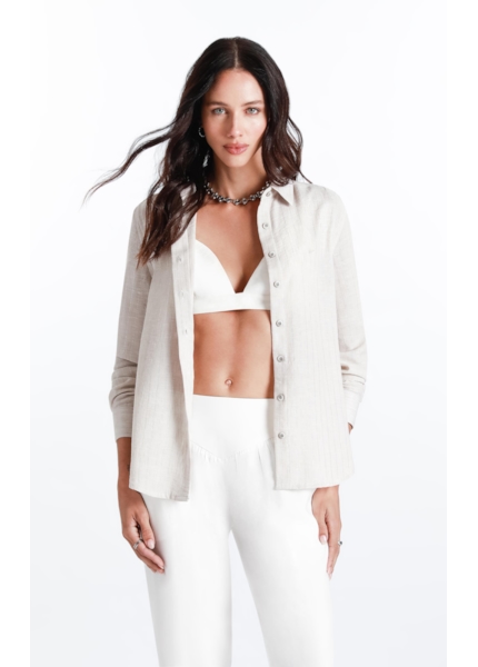 Camisa Linho de Giz Met Classic Xangai Areia