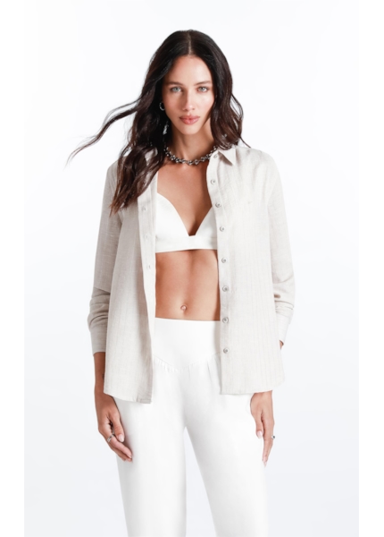 Camisa Linho de Giz Met Classic Xangai Areia