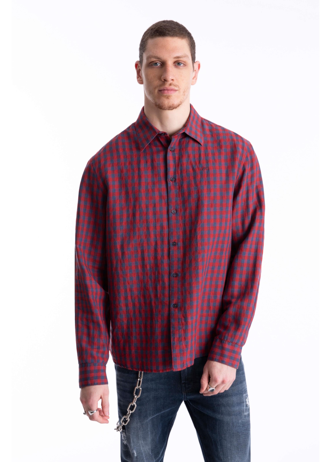 Camisa Linho Ground Plaid Vermelho
