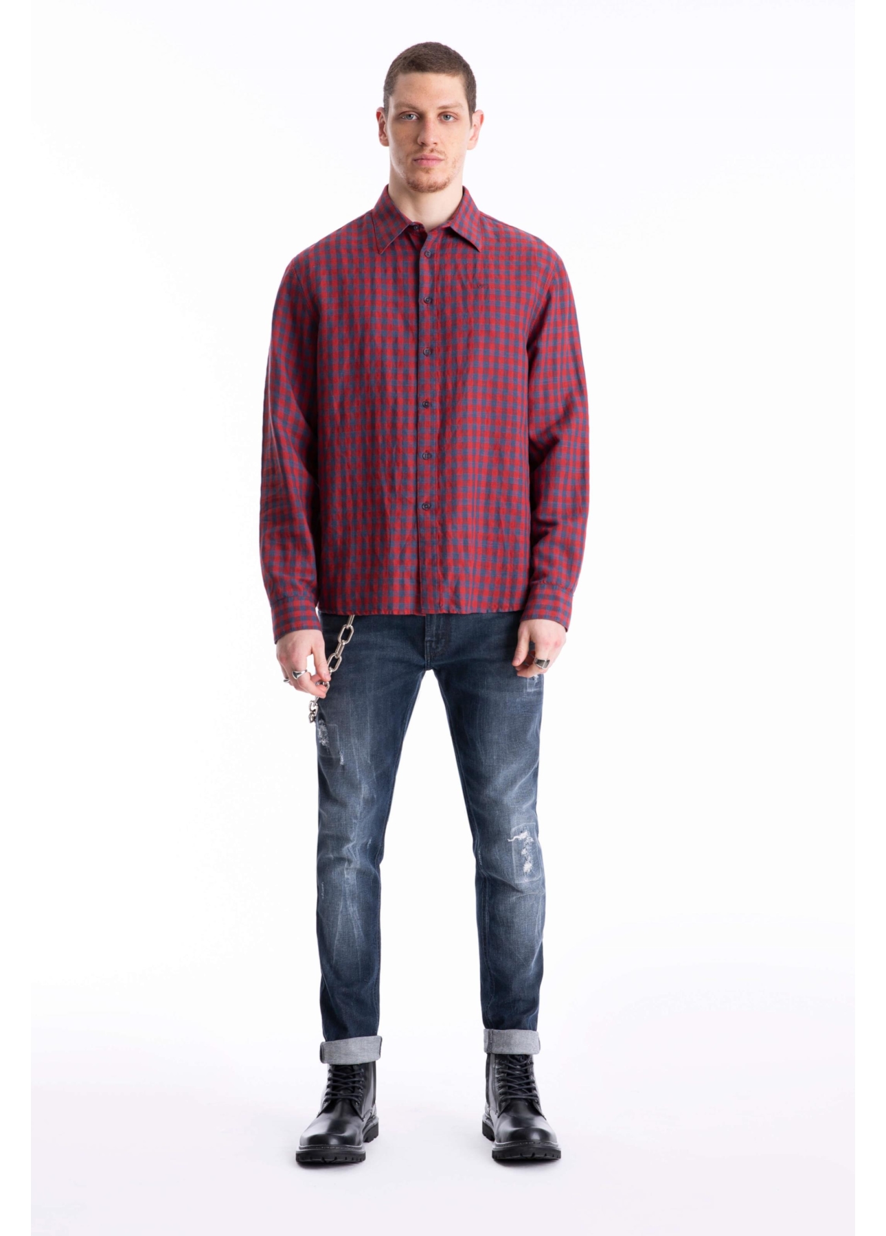 Camisa Linho Ground Plaid Vermelho