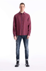 Camisa Linho Ground Plaid Vermelho