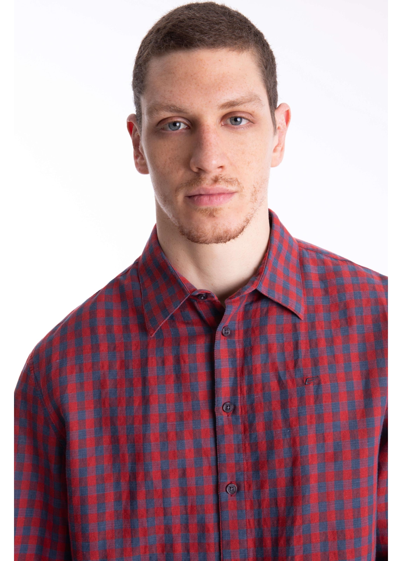 Camisa Linho Ground Plaid Vermelho