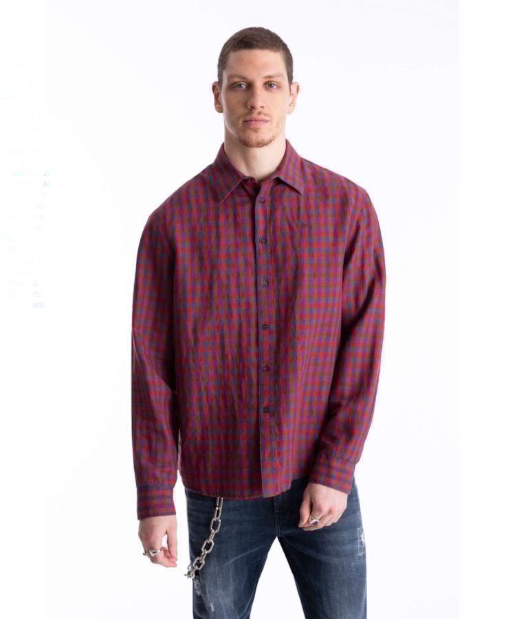 Camisa Linho Ground Plaid Vermelho