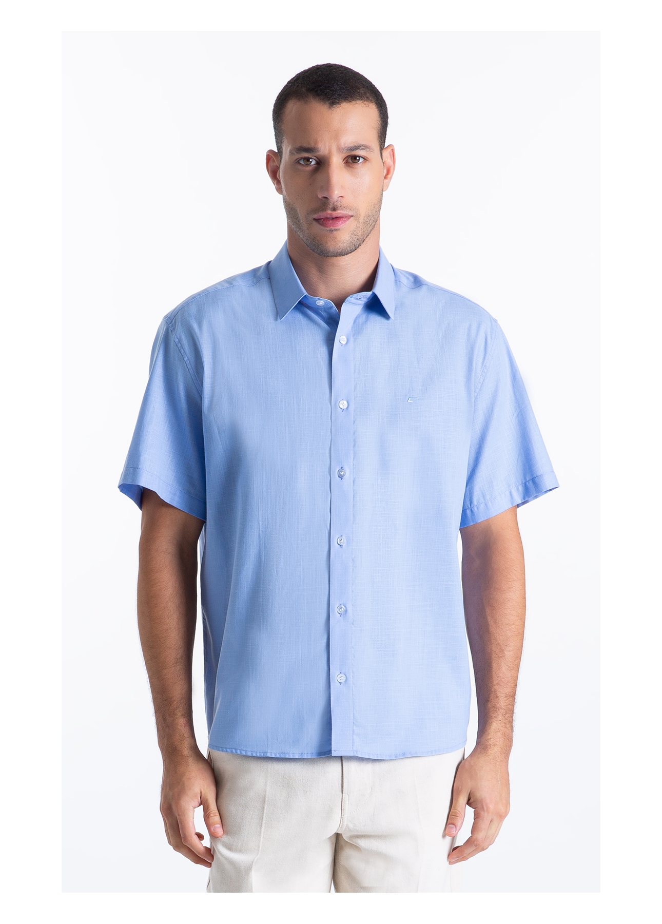 Camisa Linho Like Cintage Xangai Azul Claro