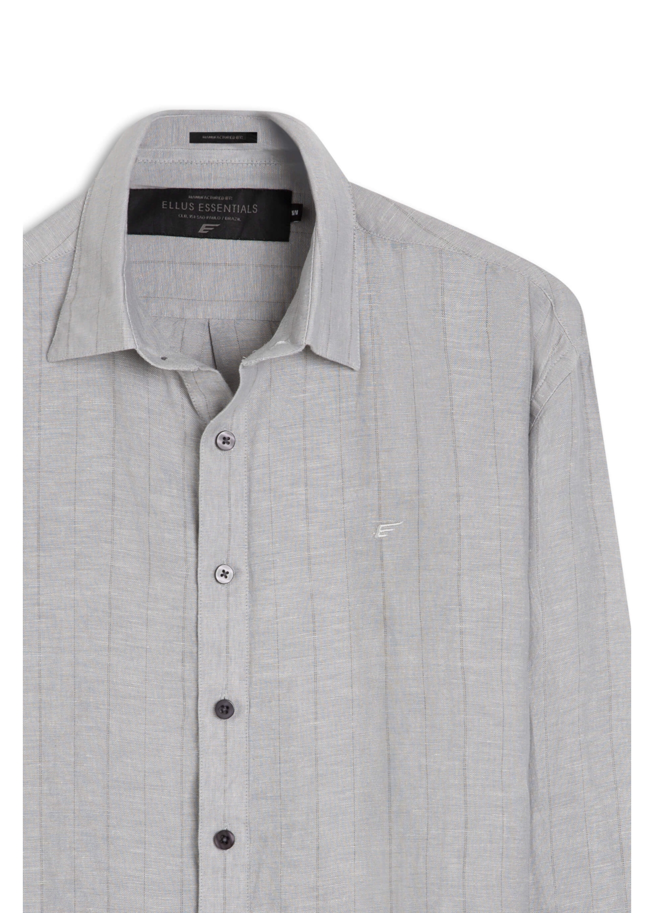 Camisa Linho Stripe Class Silver Gray