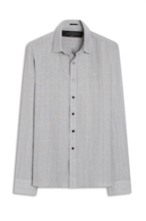 Camisa Linho Stripe Class Silver Gray
