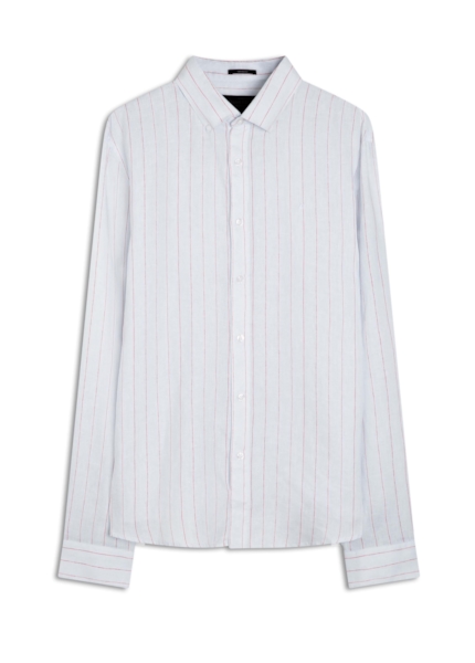 Camisa Linho Stripe Mark Classic Azul Claro