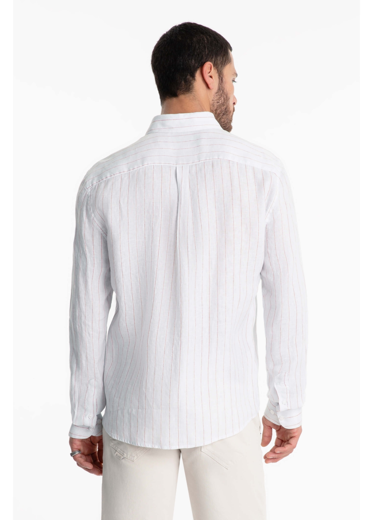 Camisa Linho Stripe Mark Classic Azul Claro