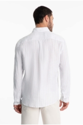 Camisa Linho Stripe Mark Classic Azul Claro
