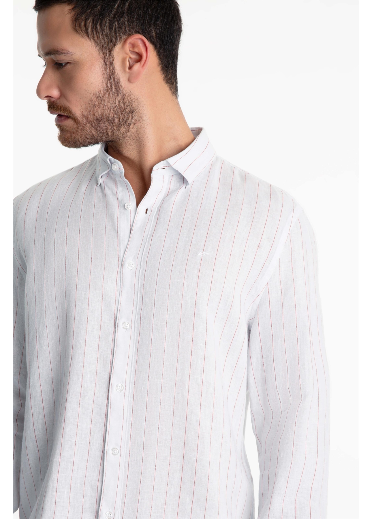 Camisa Linho Stripe Mark Classic Azul Claro