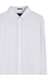 Camisa Linho Stripe Mark Classic Azul Claro