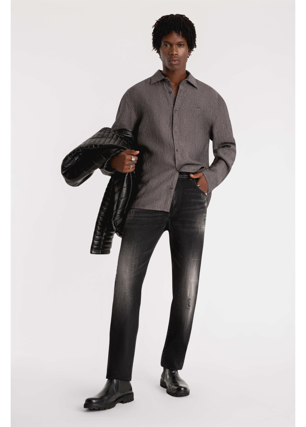 Camisa Linho Suli Stripes Grafite