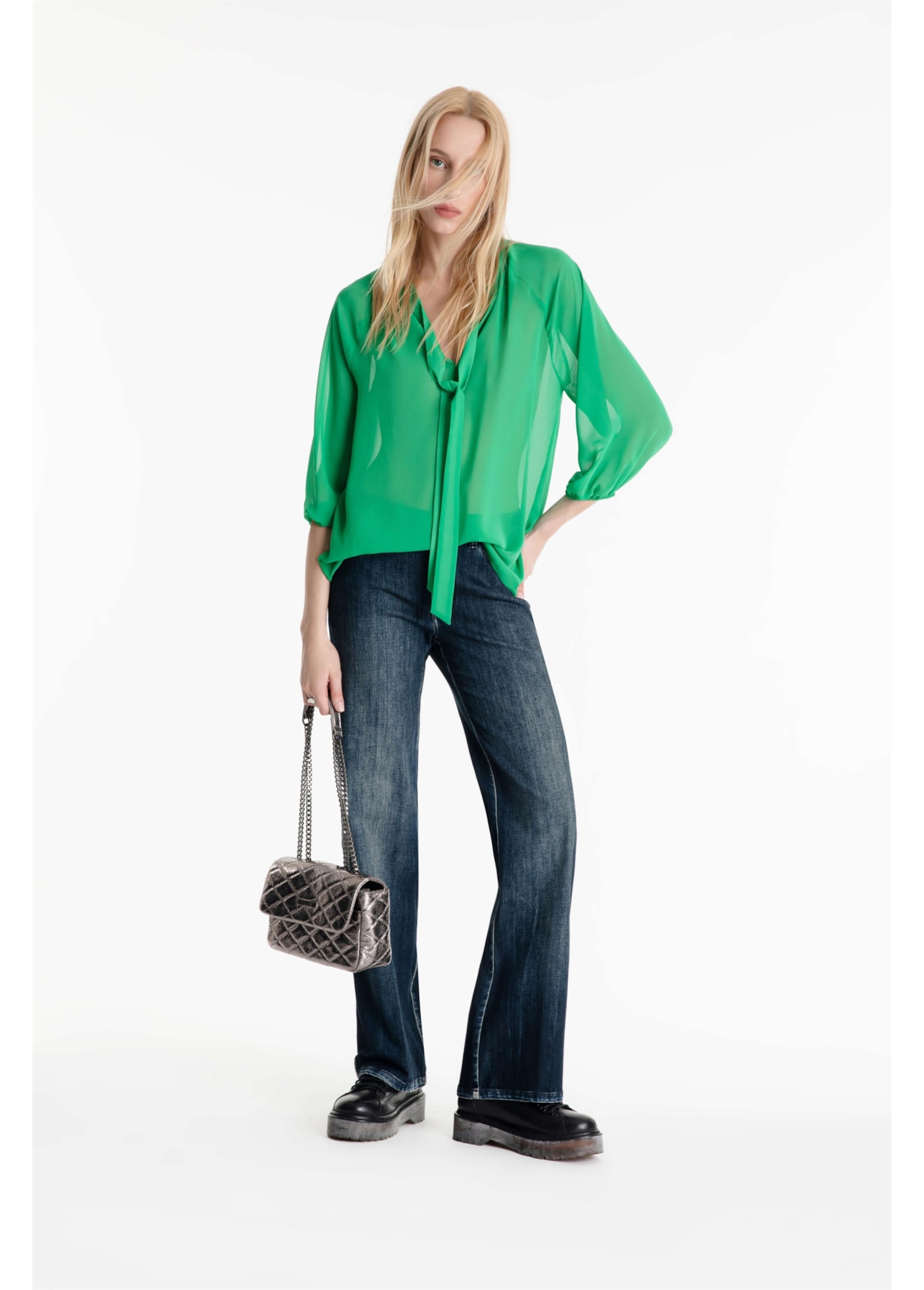 Camisa Microchiffon Ellus Verde Escuro