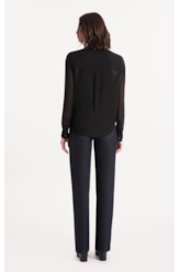 Camisa Microchiffon Lavalliere Neck Preto