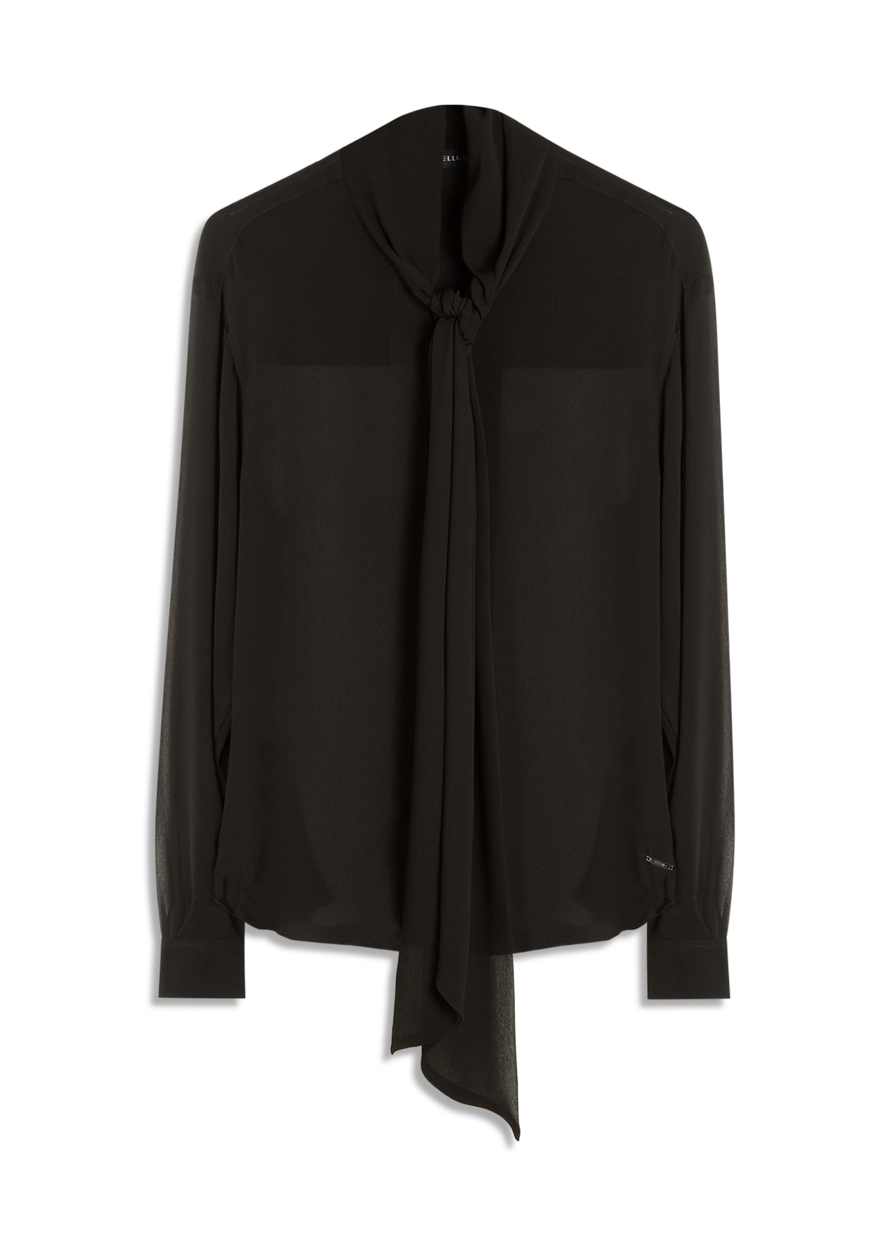 Camisa Microchiffon Lavalliere Neck Preto