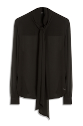 Camisa Microchiffon Lavalliere Neck Preto