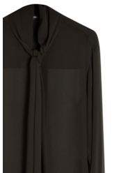 Camisa Microchiffon Lavalliere Neck Preto