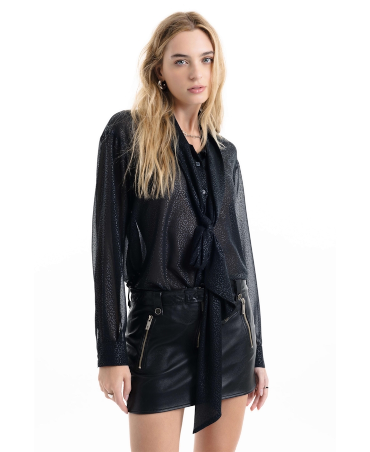 Camisa Microchiffon Lavalliere Preto