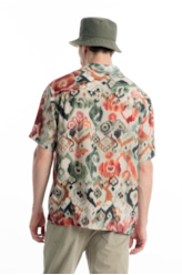 Camisa Modal Linen Ikat Water Bege