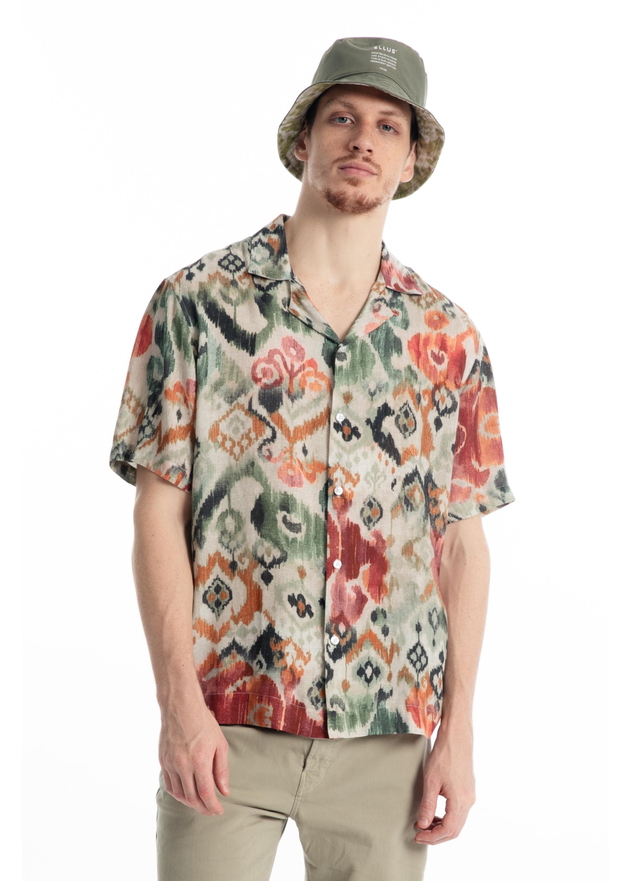 Camisa Modal Linen Ikat Water Bege