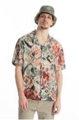 Camisa Modal Linen Ikat Water Bege