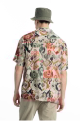 Camisa Modal Linen Ikat Water Bege