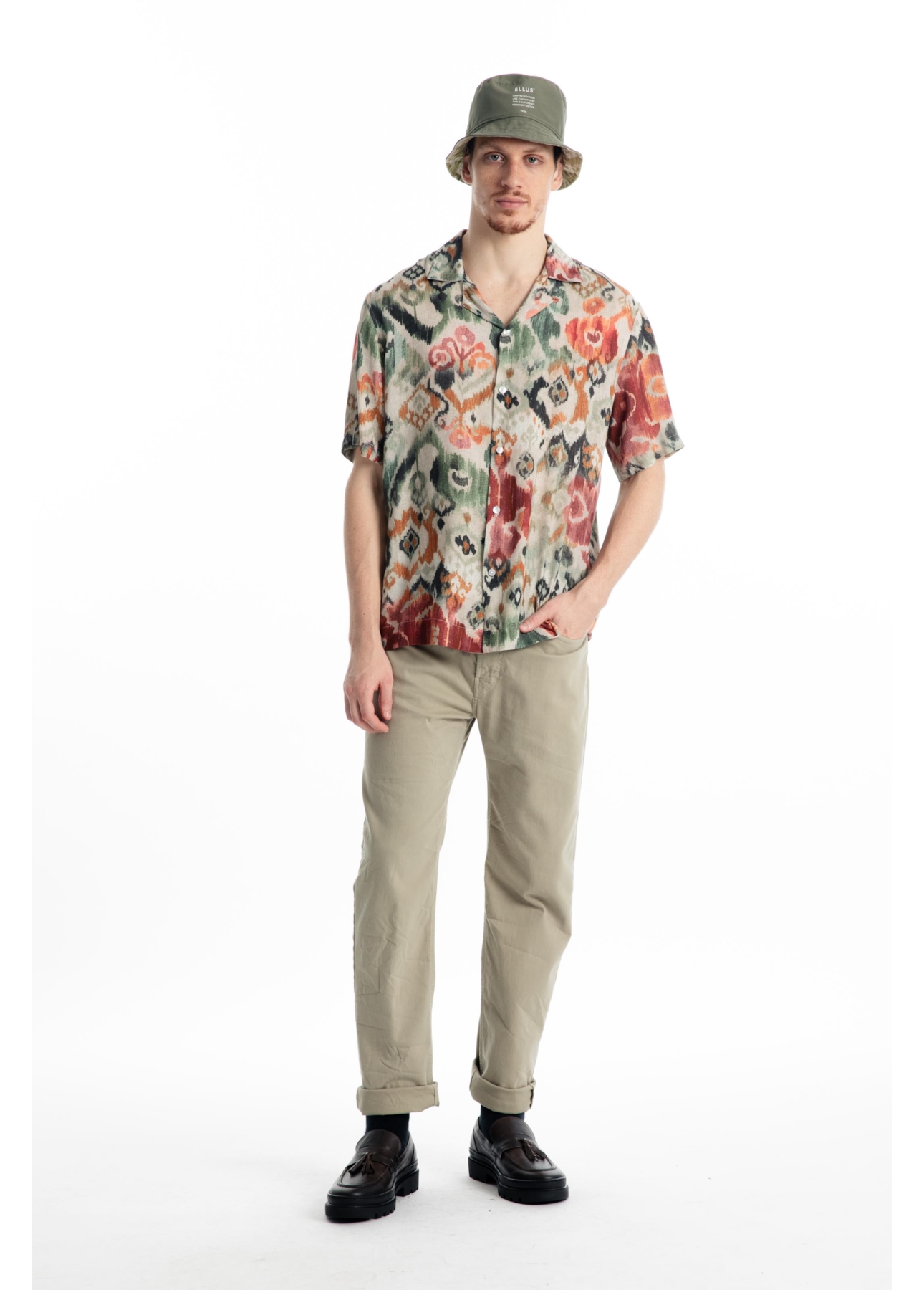 Camisa Modal Linen Ikat Water Bege