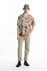 Camisa Modal Linen Ikat Water Bege