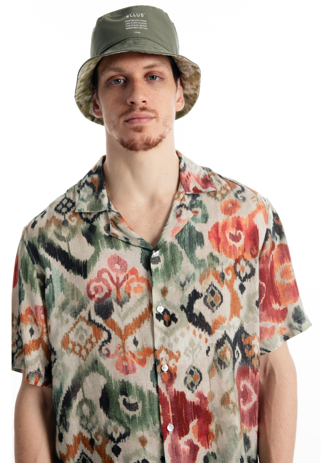 Camisa Modal Linen Ikat Water Bege