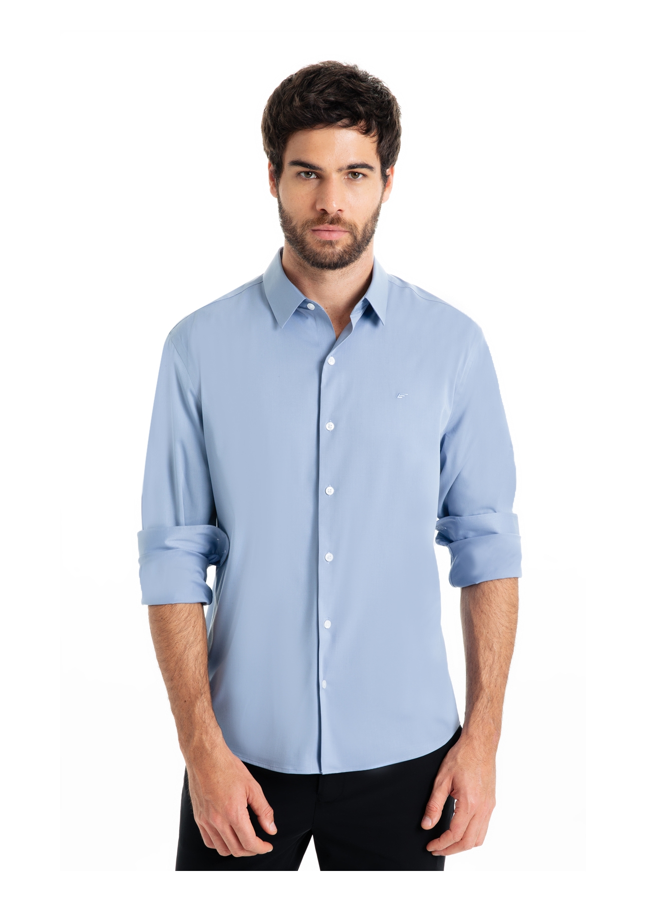 Camisa  Modal Slim Azul Pervante