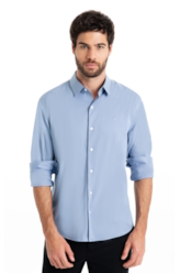 Camisa  Modal Slim Azul Pervante