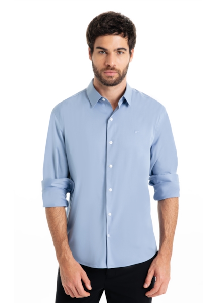 Camisa  Modal Slim Azul Pervante