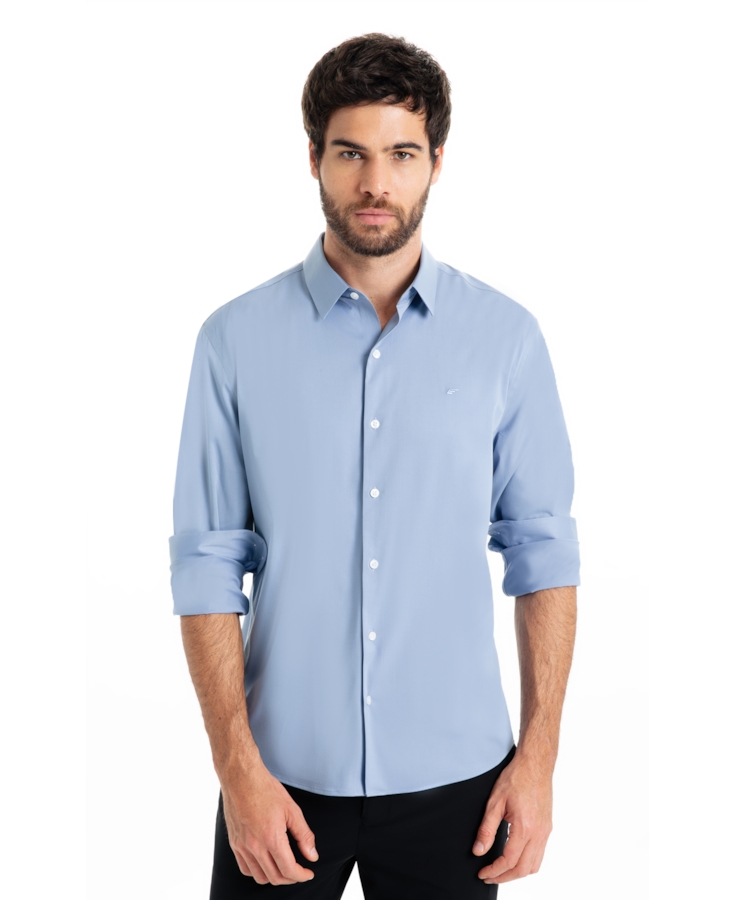 Camisa  Modal Slim Azul Pervante